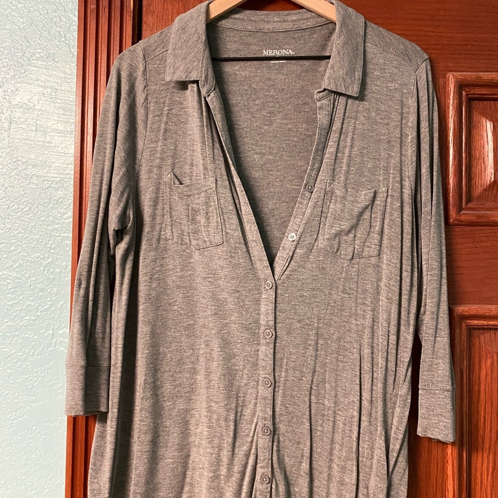 Grey button up shirt